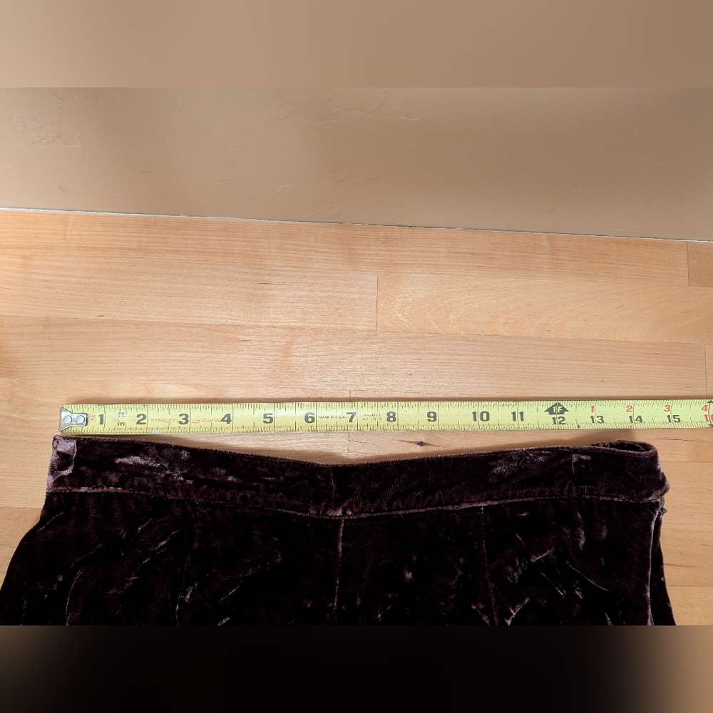 Silk Velvet Chocolate Brown Cropped Wide Leg Vintage Pants - Picture 5 of 10